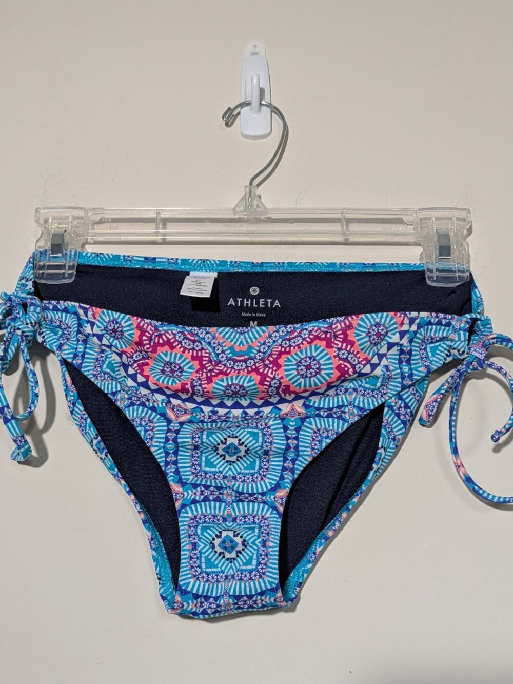 Athleta Swim Bikini Tie-Sides Bottom Size M Abstract Blue